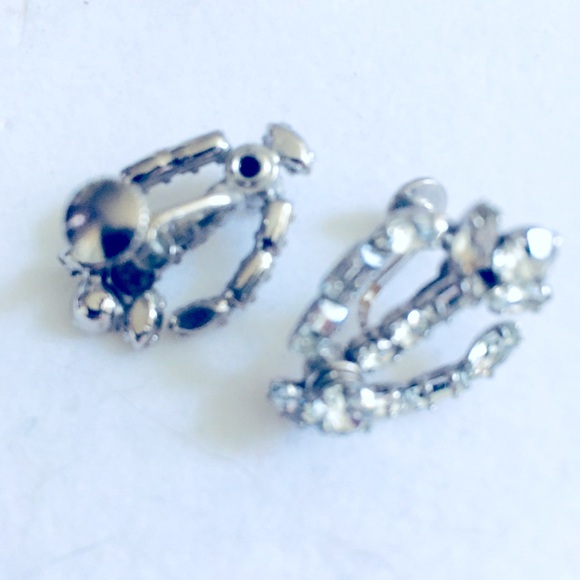 Rhinestone Screw Back Earrings - Picture 2 of 2
